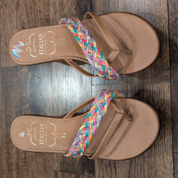 Italian Shoemakers Shoes - Women's Italian Shoemaker braided wedge flip flops size 7.5